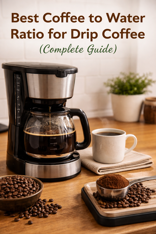 best coffee to water ratio for drip coffee brewing with coffee maker and fresh ground coffee