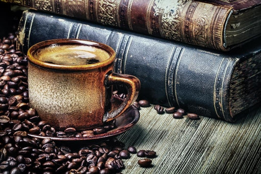 Coffee Mug with Old Books